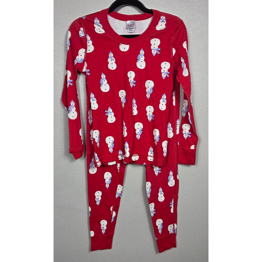 Hanna Andersson Adult Pajama Set Small Red Snowman Organic Cotton Christmas PJs